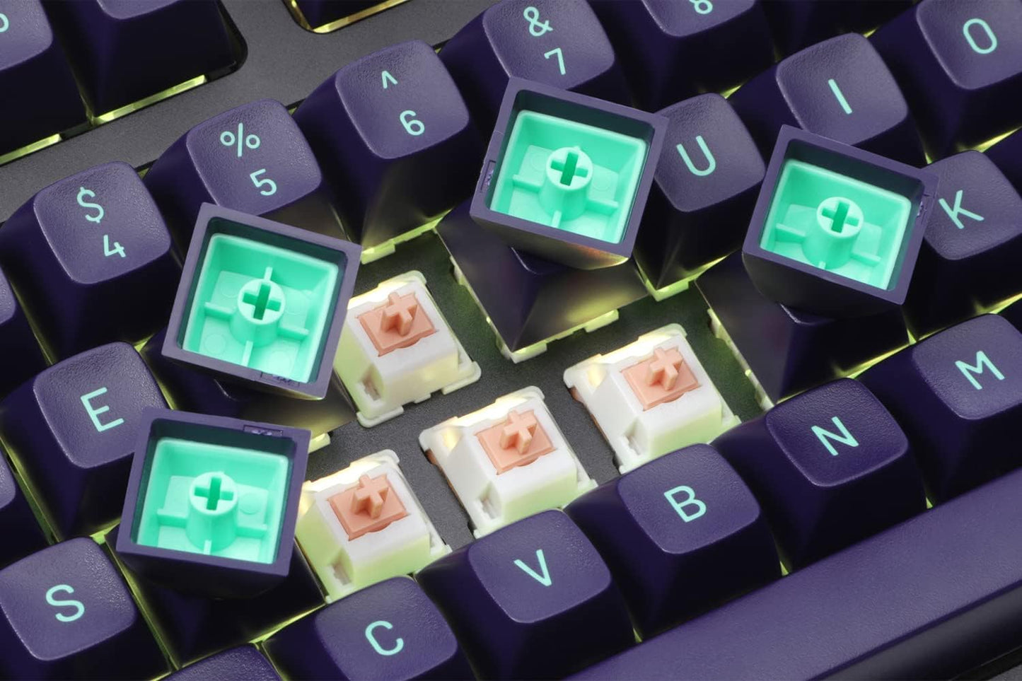 + Mito MT3 Cyber Custom Keycap Set, ABS Hi-Profile Keycaps, Doubleshot Legends, MX Style Covers HHKB, 60%, 65%, and TKL Keyboards (Base Kit)